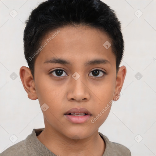 Neutral asian young-adult male with short  brown hair and brown eyes