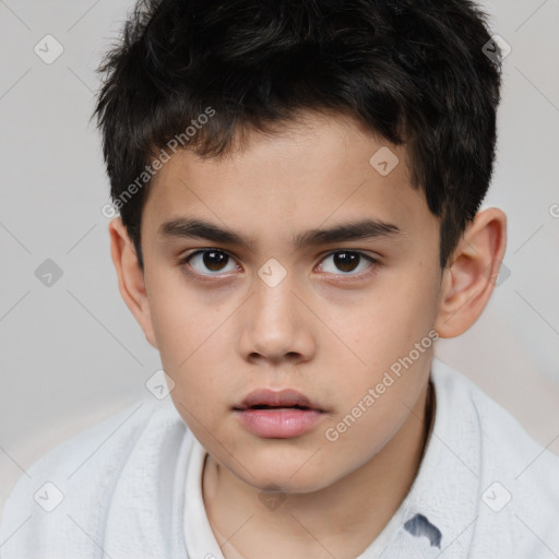 Neutral white child male with short  brown hair and brown eyes