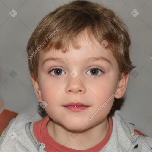 Neutral white child male with short  brown hair and brown eyes