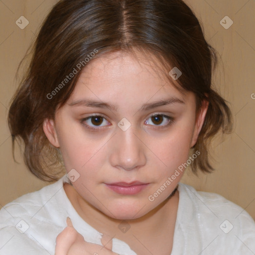 Neutral white child female with medium  brown hair and brown eyes