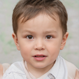 Neutral white child male with short  brown hair and brown eyes