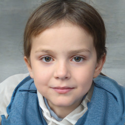 Neutral white child female with short  brown hair and brown eyes