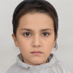 Neutral white young-adult female with short  brown hair and brown eyes