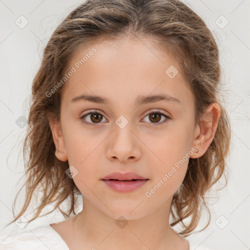 Neutral white child female with medium  brown hair and brown eyes