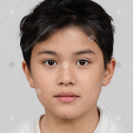 Neutral white child male with short  brown hair and brown eyes