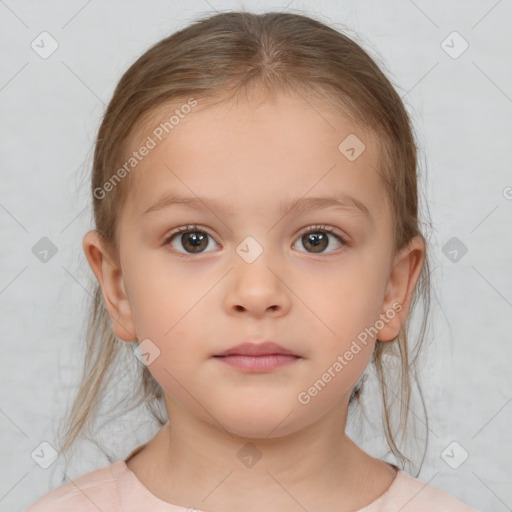 Neutral white child female with medium  brown hair and brown eyes