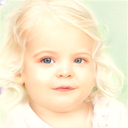 Neutral white child female with medium  blond hair and blue eyes