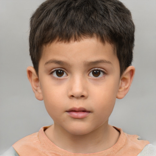 Neutral white child male with short  brown hair and brown eyes