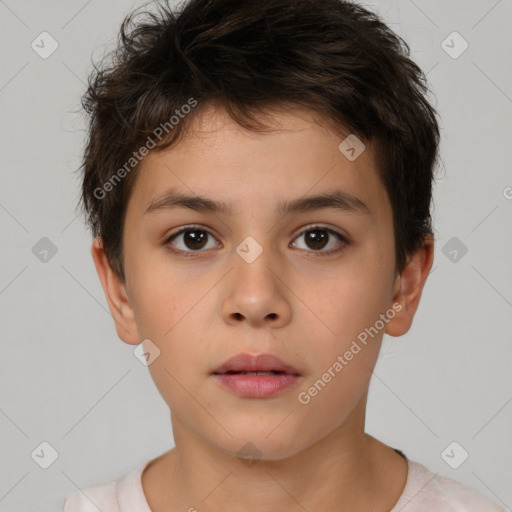 Neutral white child male with short  brown hair and brown eyes