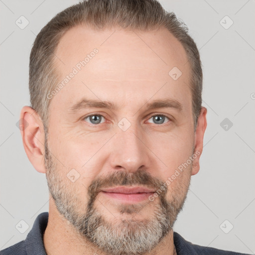 Neutral white adult male with short  brown hair and brown eyes