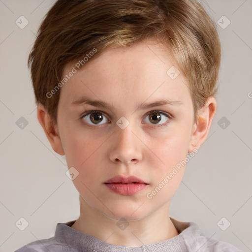 Neutral white child male with short  brown hair and brown eyes