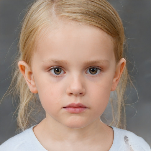 Neutral white child female with medium  brown hair and brown eyes