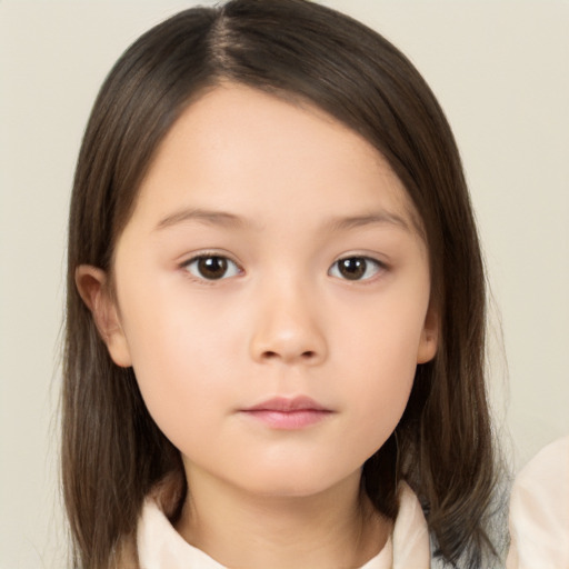 Neutral white child female with medium  brown hair and brown eyes