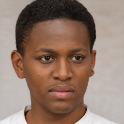 Neutral black young-adult male with short  brown hair and brown eyes