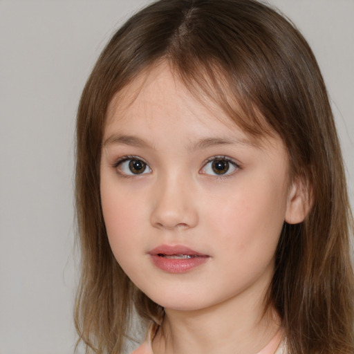 Neutral white child female with medium  brown hair and brown eyes