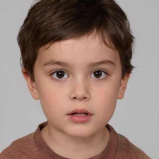 Neutral white child male with short  brown hair and brown eyes