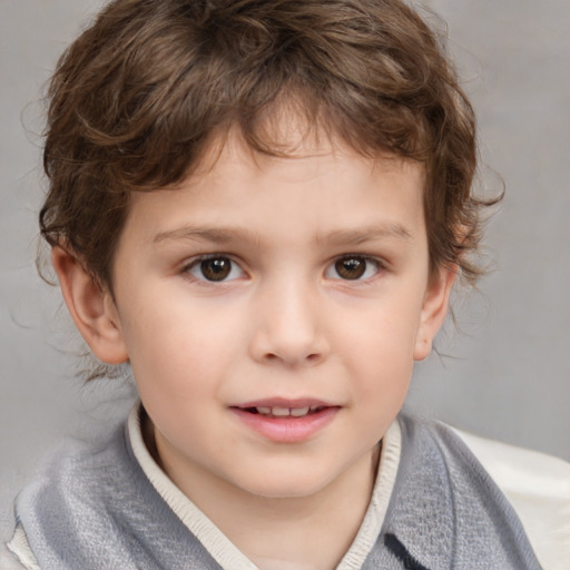 Neutral white child male with medium  brown hair and brown eyes