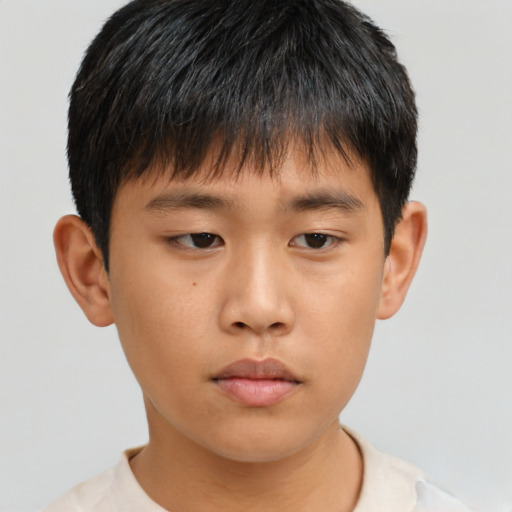 Neutral asian young-adult male with short  brown hair and brown eyes