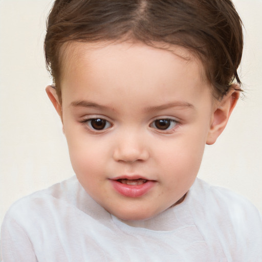 Neutral white child female with short  brown hair and brown eyes