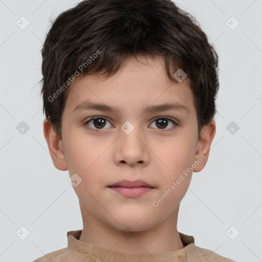 Neutral white child male with short  brown hair and brown eyes