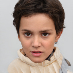 Neutral white child female with short  brown hair and brown eyes