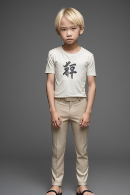 Taiwanese child boy with  blonde hair