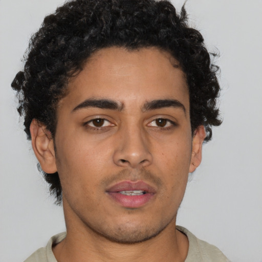 Neutral latino young-adult male with short  brown hair and brown eyes