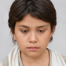 Neutral white child female with medium  brown hair and brown eyes