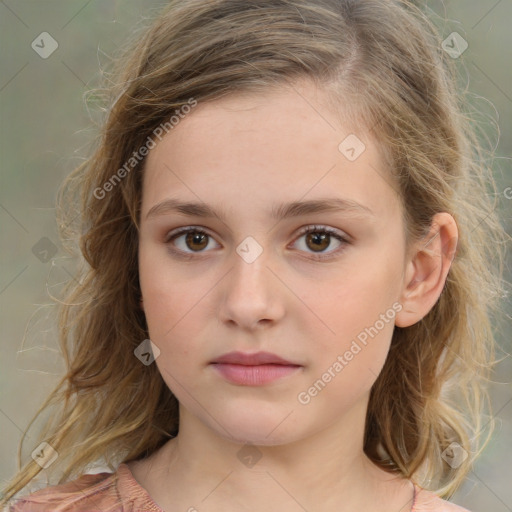 Neutral white child female with medium  brown hair and brown eyes