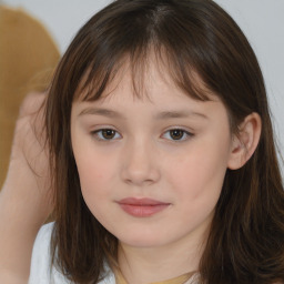 Neutral white child female with medium  brown hair and brown eyes