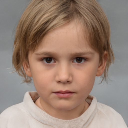 Neutral white child female with medium  brown hair and brown eyes