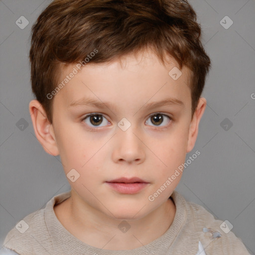 Neutral white child male with short  brown hair and brown eyes