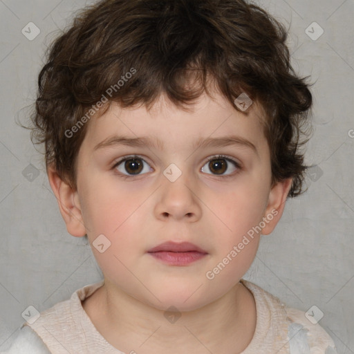 Neutral white child male with short  brown hair and brown eyes