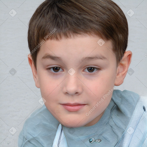 Neutral white child male with short  brown hair and brown eyes