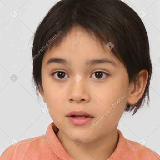 Neutral white child female with medium  brown hair and brown eyes