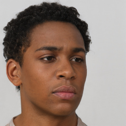 Neutral black young-adult male with short  brown hair and brown eyes
