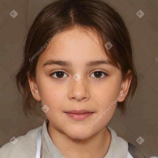 Neutral white child female with medium  brown hair and brown eyes