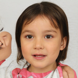 Neutral white child female with medium  brown hair and brown eyes