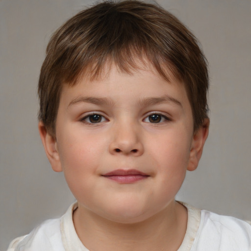 Neutral white child male with short  brown hair and brown eyes