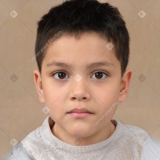 Neutral white child male with short  brown hair and brown eyes