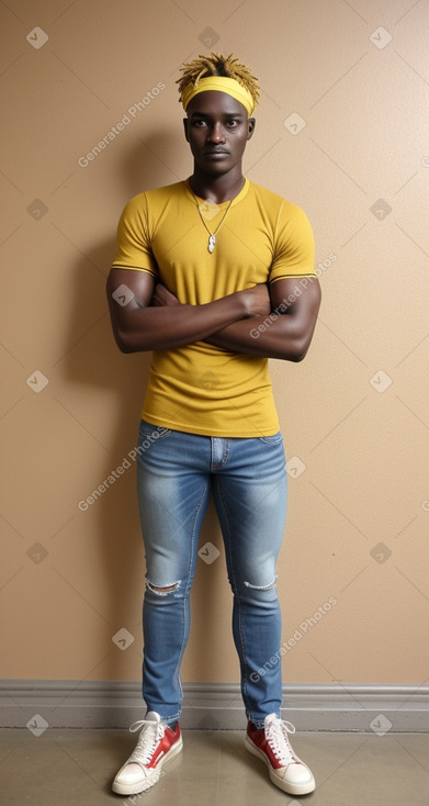 Ugandan adult male with  blonde hair