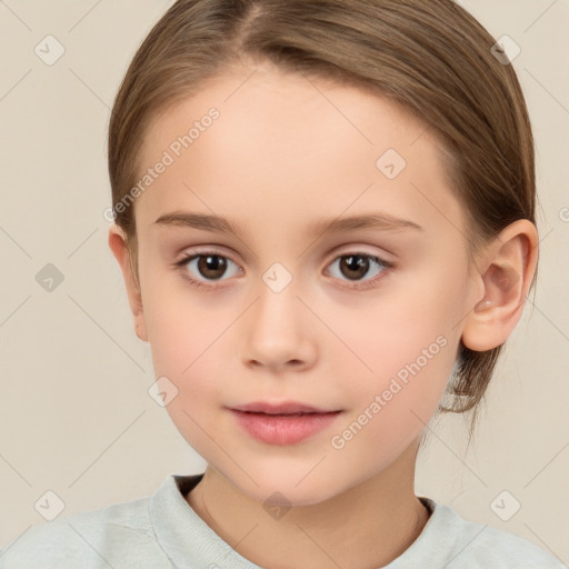 Neutral white child female with medium  brown hair and brown eyes