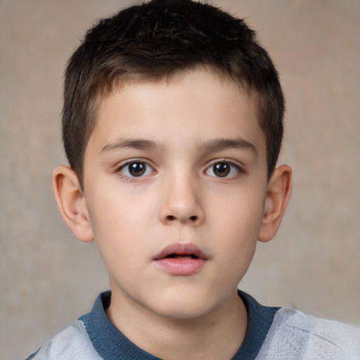 Neutral white child male with short  brown hair and brown eyes