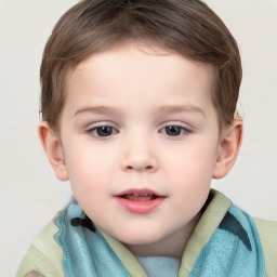 Neutral white child male with short  brown hair and grey eyes