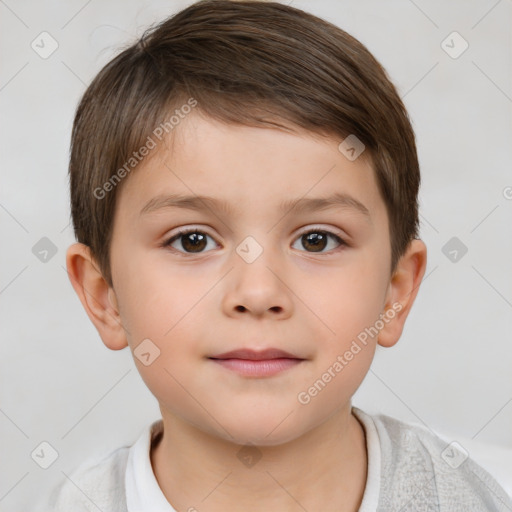 Neutral white child male with short  brown hair and brown eyes