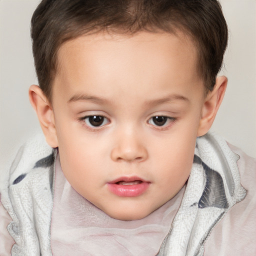 Neutral white child female with short  brown hair and brown eyes