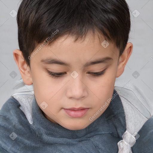 Neutral white child male with short  brown hair and brown eyes