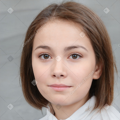 Neutral white child female with medium  brown hair and brown eyes