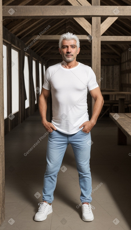 Portuguese middle-aged male with  white hair