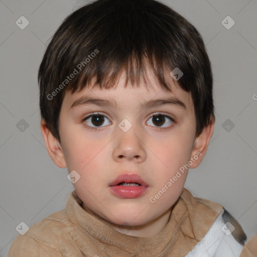 Neutral white child male with short  brown hair and brown eyes